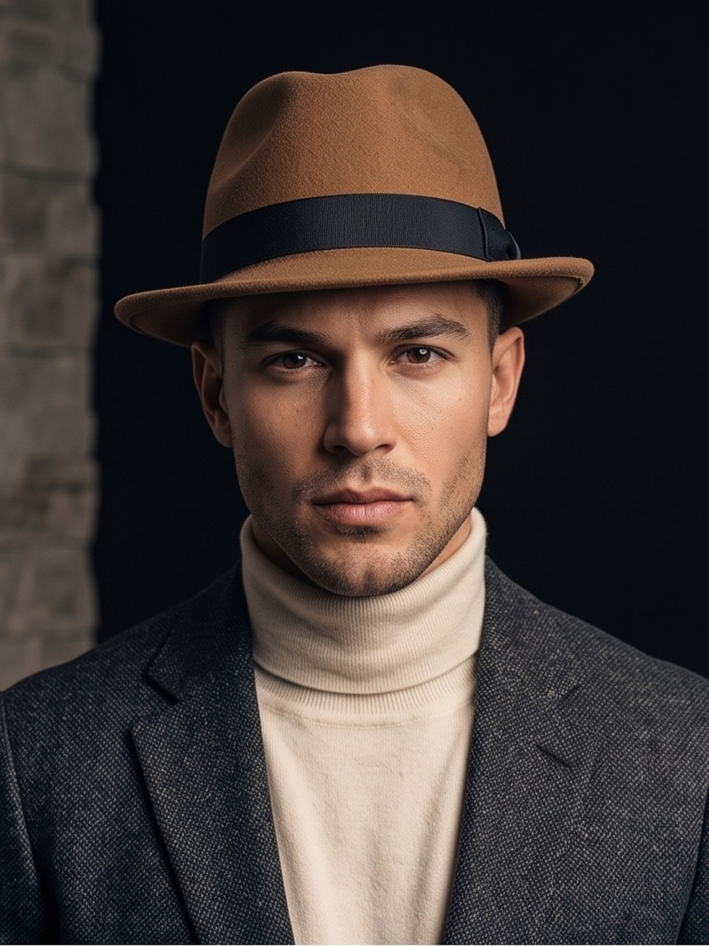 Paul Fredrick Classic Brown Fedora With Black Band